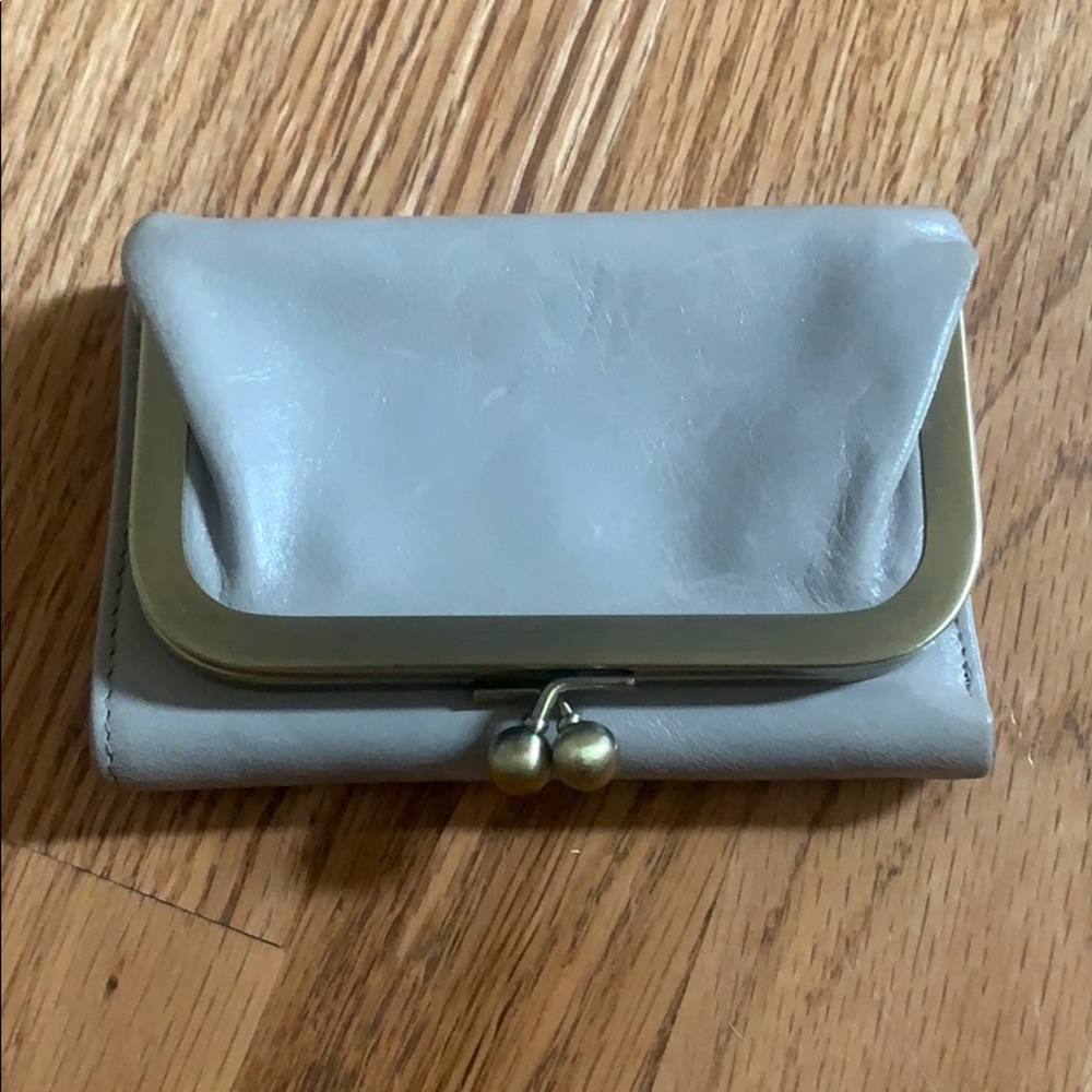 Light gray leather with gold hardware Hobo wallet